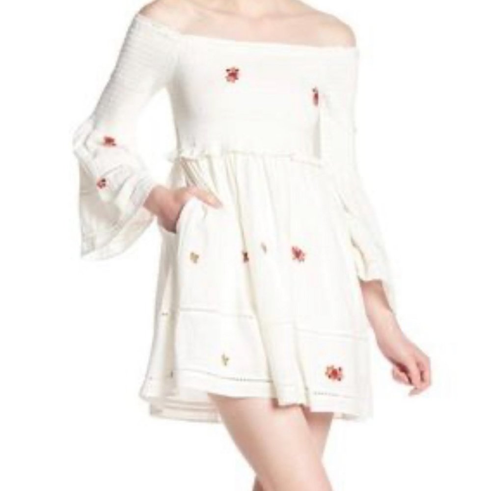 Red and White Dress, Floral dress, Free People